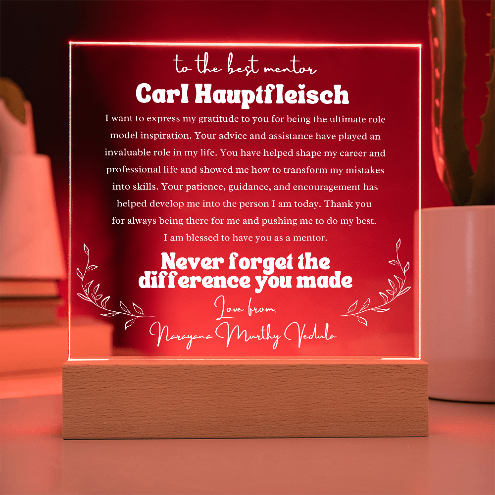 To My Mentor Personalized Plaque