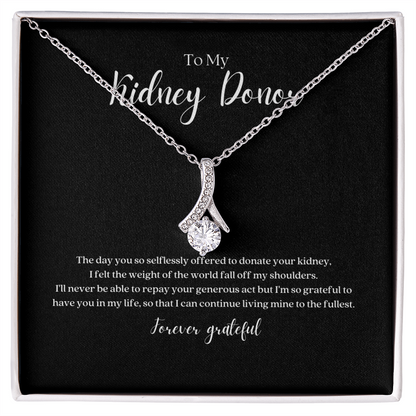 Kidney Donor Ribbon Pendant Necklace