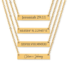 Load image into Gallery viewer, Kidney Donor Custom Coordinates Horizontal Bar Necklace
