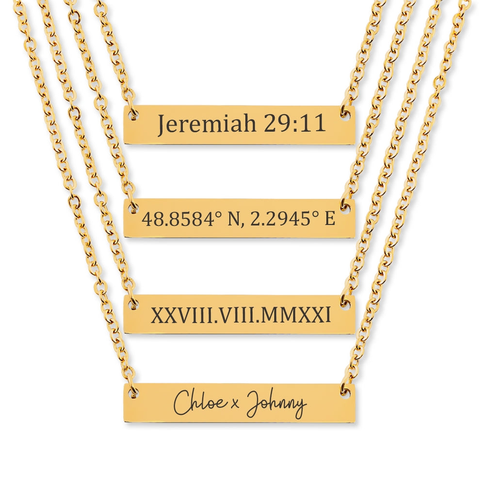 Kidney Donor Custom Coordinates Horizontal Bar Necklace