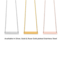 Load image into Gallery viewer, Kidney Donor Custom Coordinates Horizontal Bar Necklace
