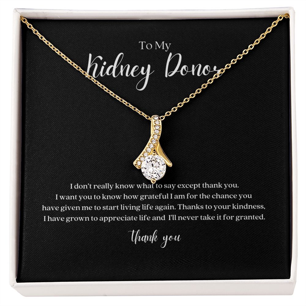 Kidney Donor Ribbon Pendant Necklace