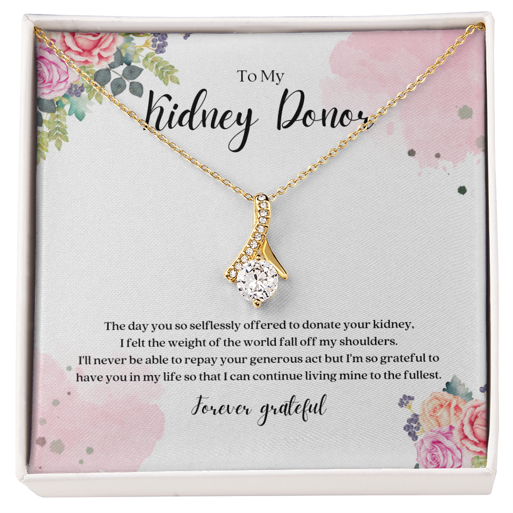 Kidney Donor Forever Grateful Ribbon Pendant Necklace