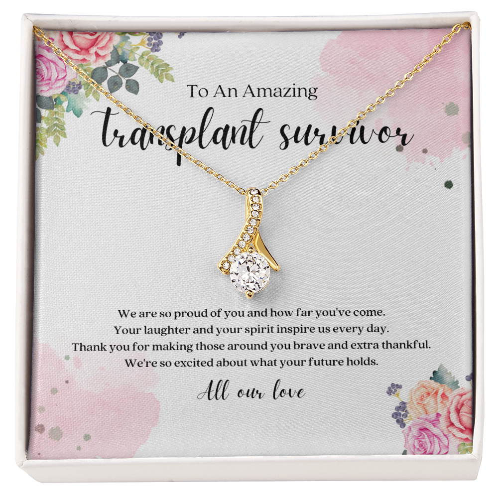 Transplant Survivor Ribbon Pendant Necklace