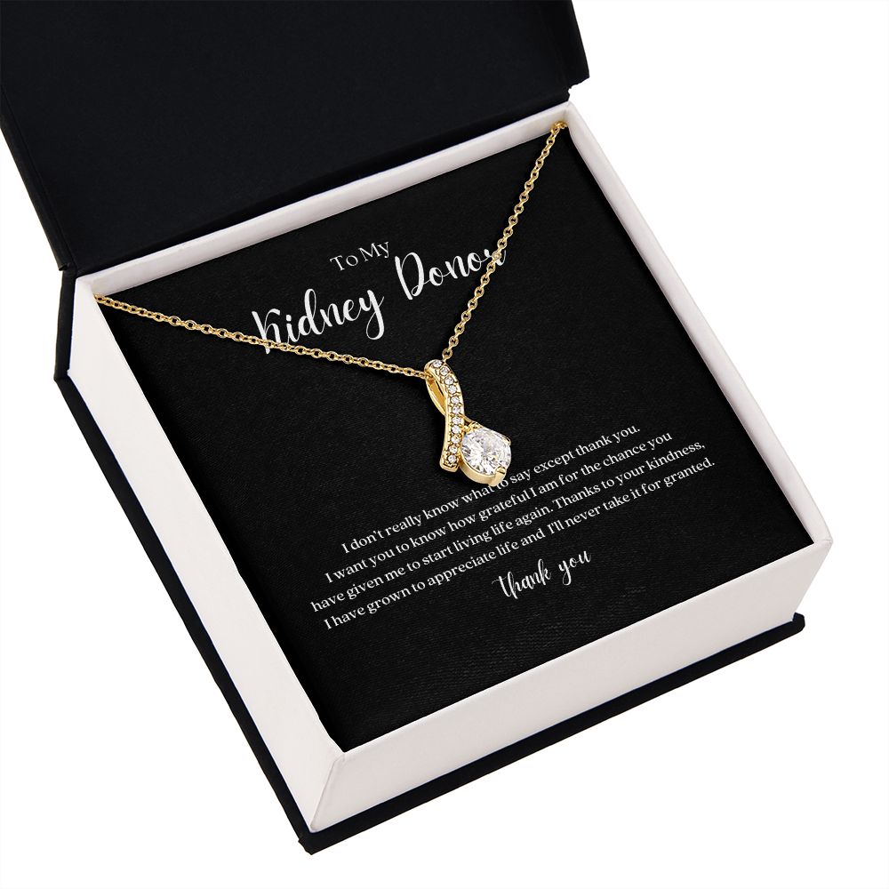 Kidney Donor Ribbon Pendant Necklace