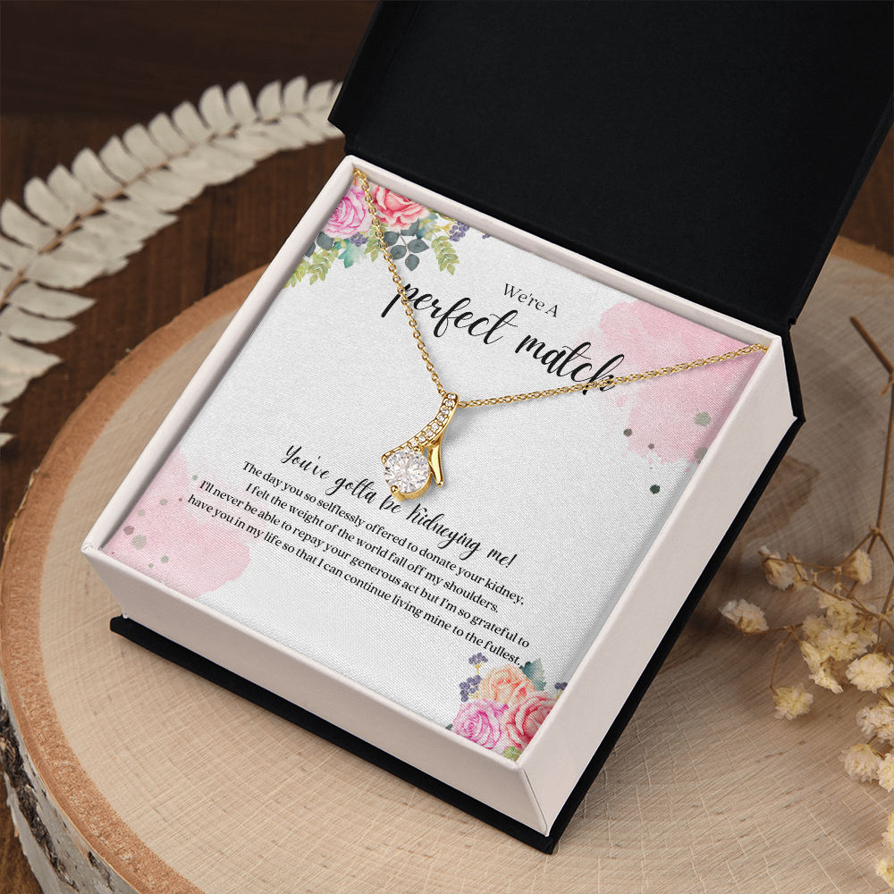 Perfect Match Kidney Donor Ribbon Pendant Necklace