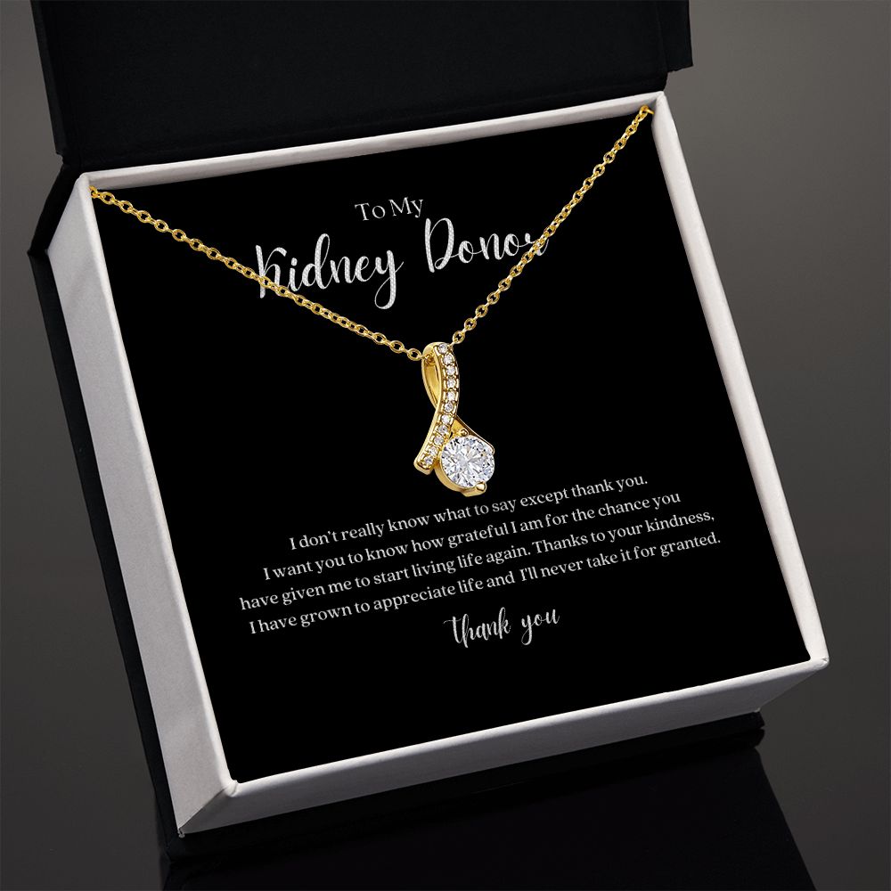 Kidney Donor Ribbon Pendant Necklace