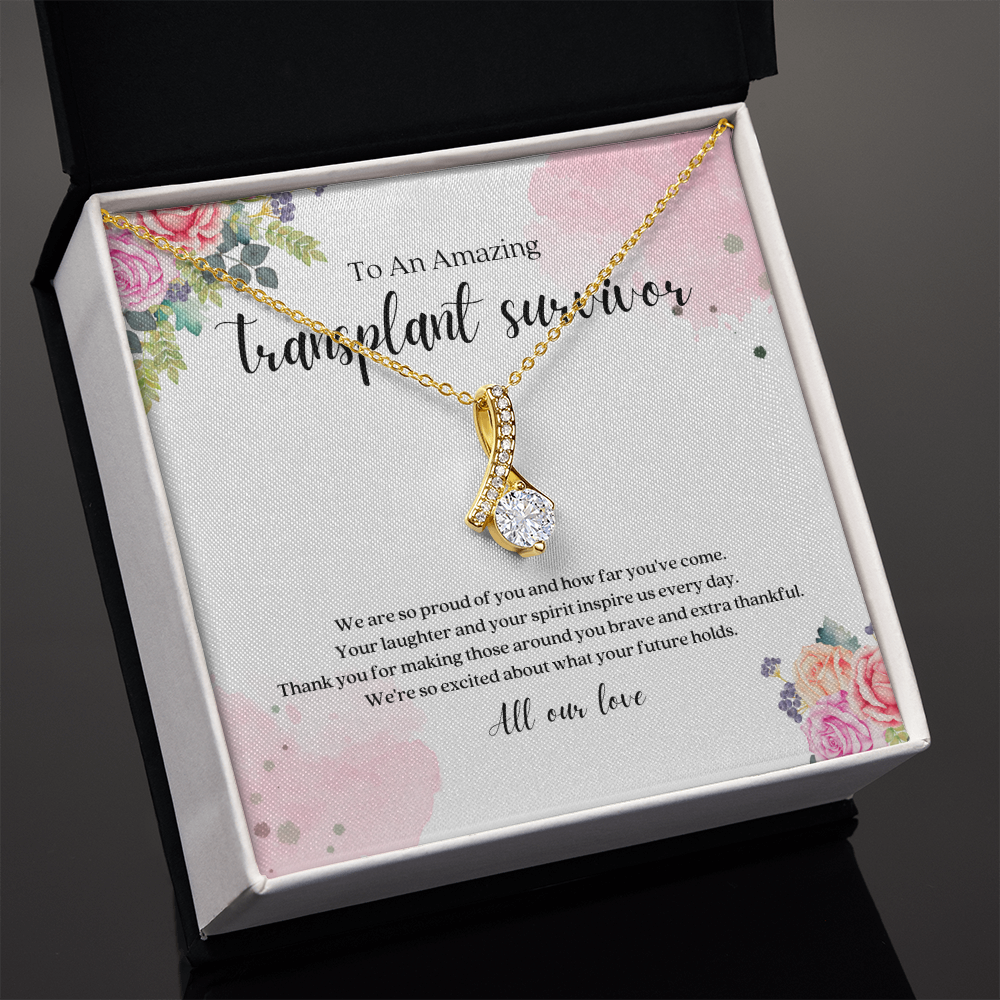 Transplant Survivor Ribbon Pendant Necklace