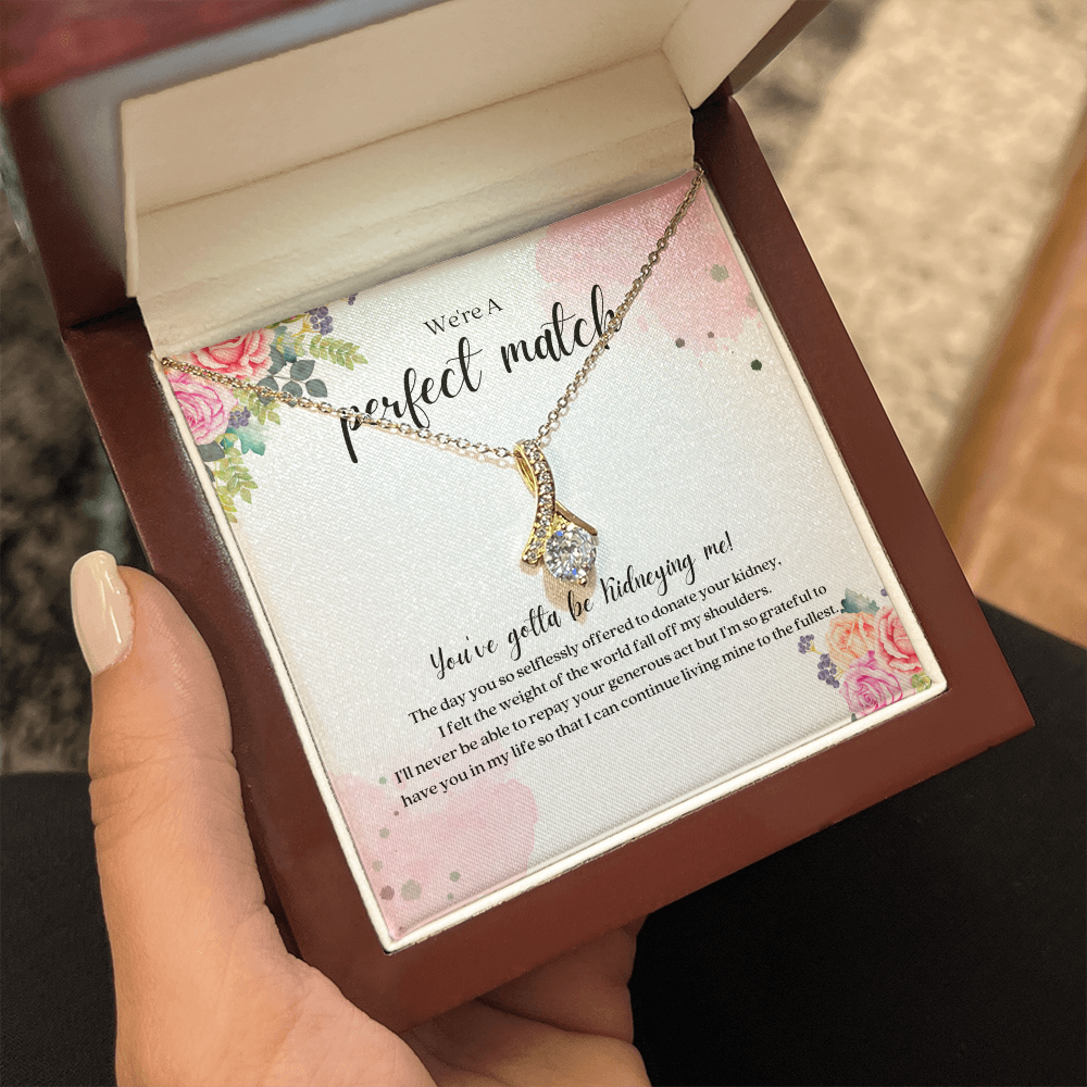 Perfect Match Kidney Donor Ribbon Pendant Necklace