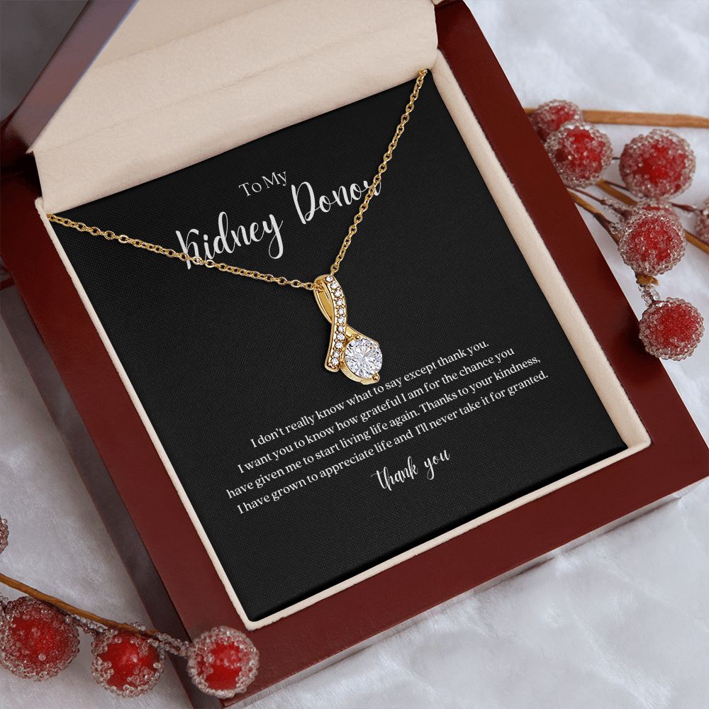 Kidney Donor Ribbon Pendant Necklace