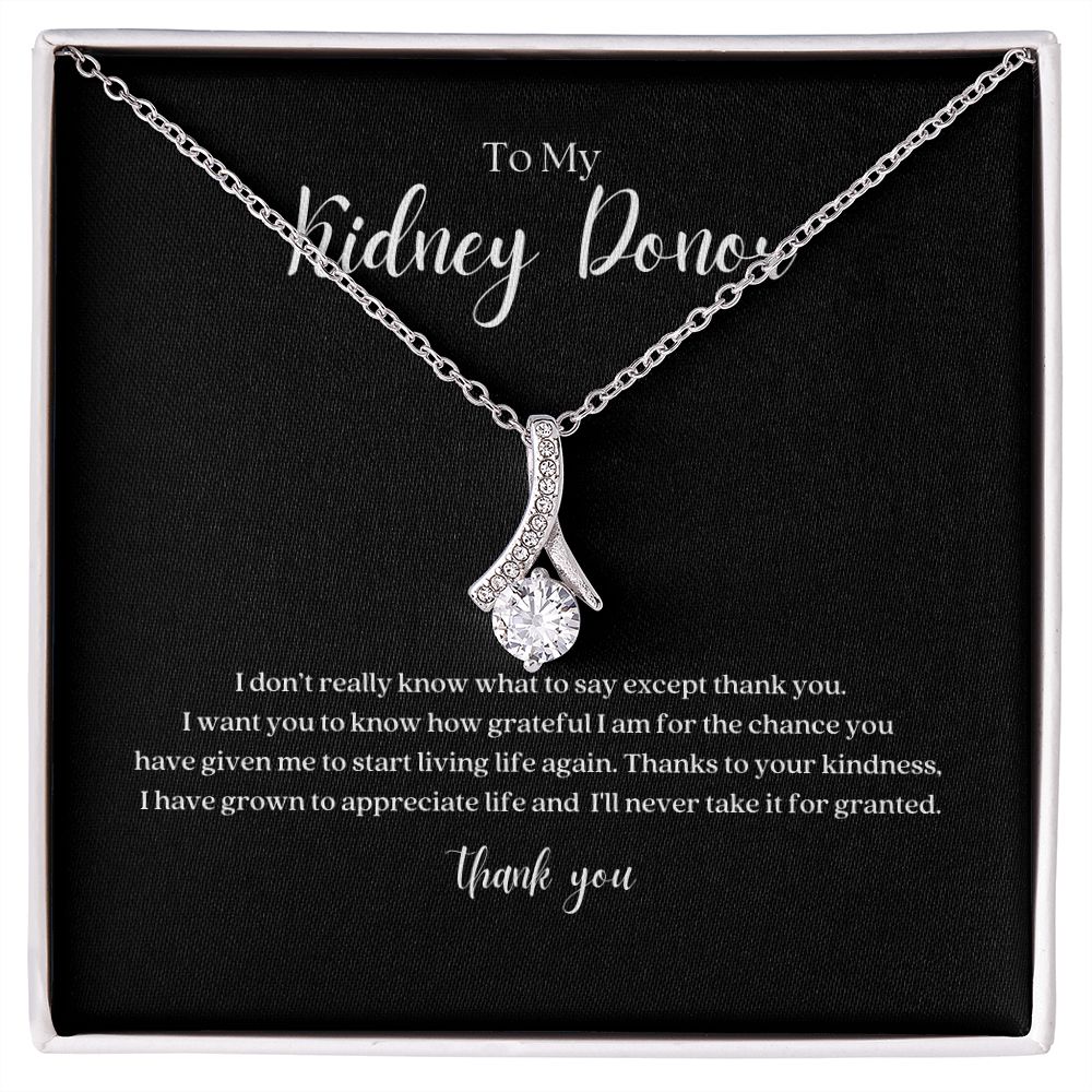 Kidney Donor Ribbon Pendant Necklace