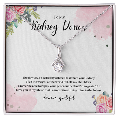 Kidney Donor Forever Grateful Ribbon Pendant Necklace