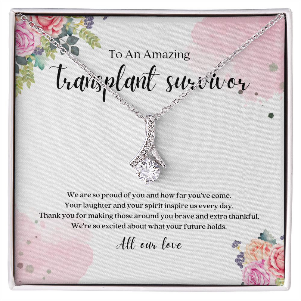 Transplant Survivor Ribbon Pendant Necklace