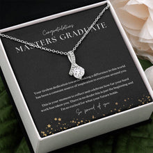 Load image into Gallery viewer, Masters Degree Graduation Gift Ribbon Pendant Necklace
