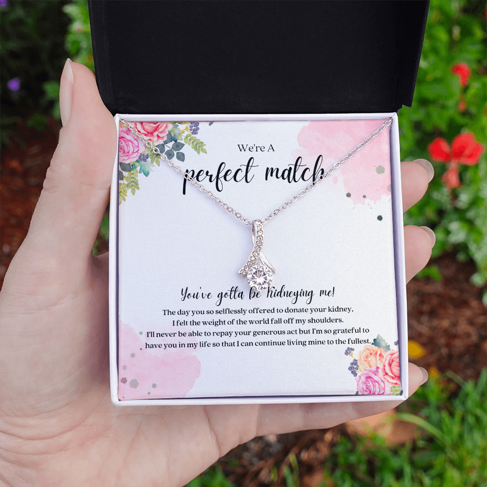 Perfect Match Kidney Donor Ribbon Pendant Necklace