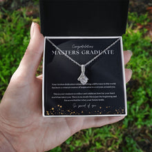 Load image into Gallery viewer, Masters Degree Graduation Gift Ribbon Pendant Necklace
