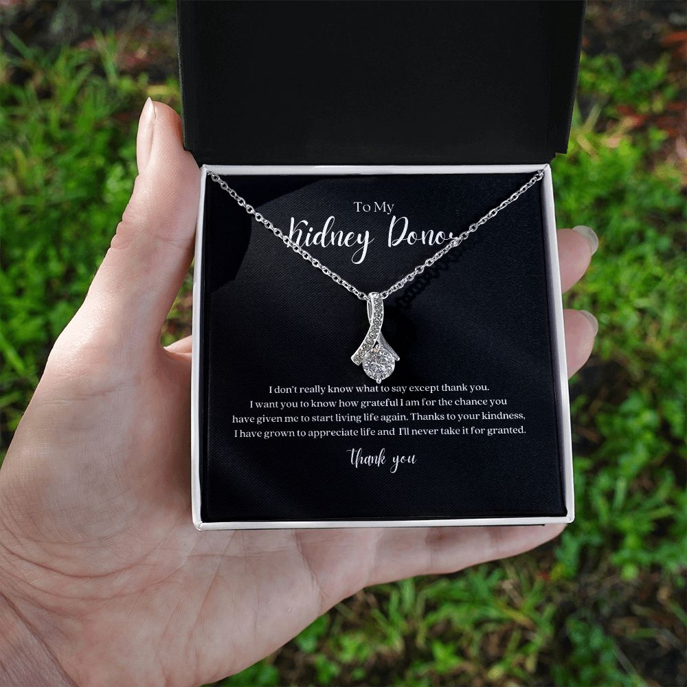 Kidney Donor Ribbon Pendant Necklace