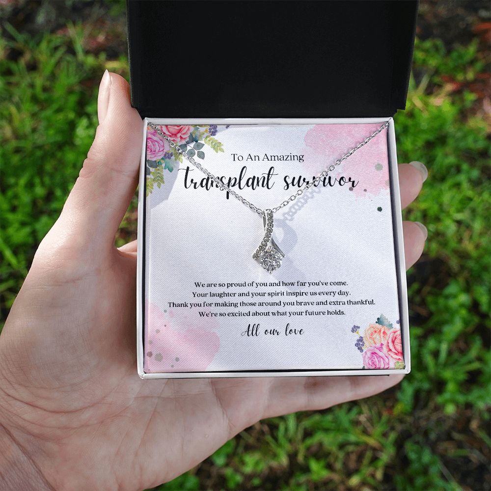 Transplant Survivor Ribbon Pendant Necklace