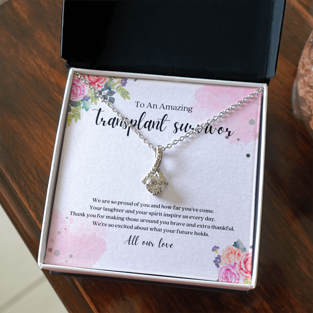 Transplant Survivor Ribbon Pendant Necklace