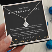 Load image into Gallery viewer, Masters Degree Graduation Gift Ribbon Pendant Necklace
