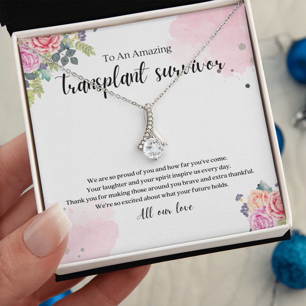 Transplant Survivor Ribbon Pendant Necklace