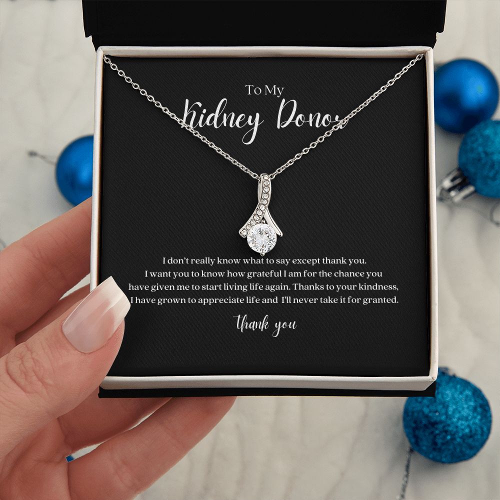 Kidney Donor Ribbon Pendant Necklace