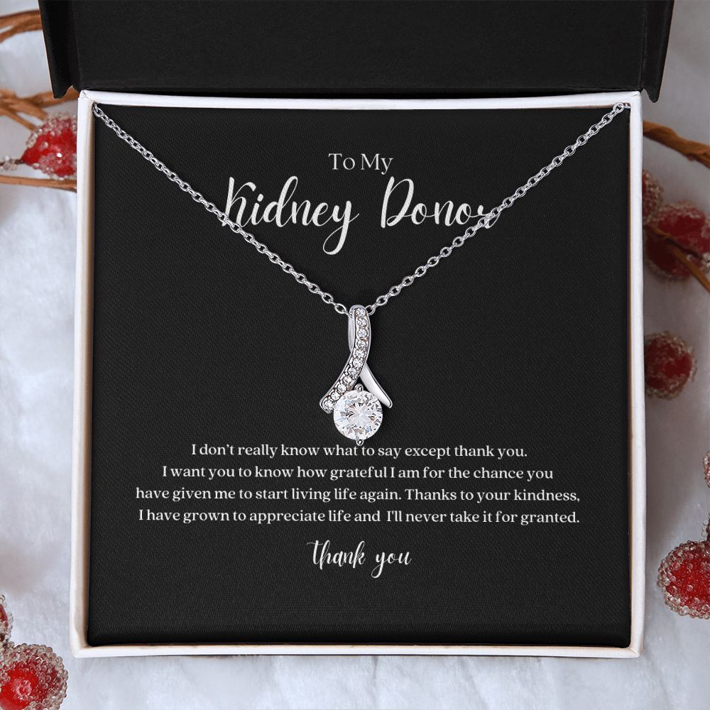 Kidney Donor Ribbon Pendant Necklace