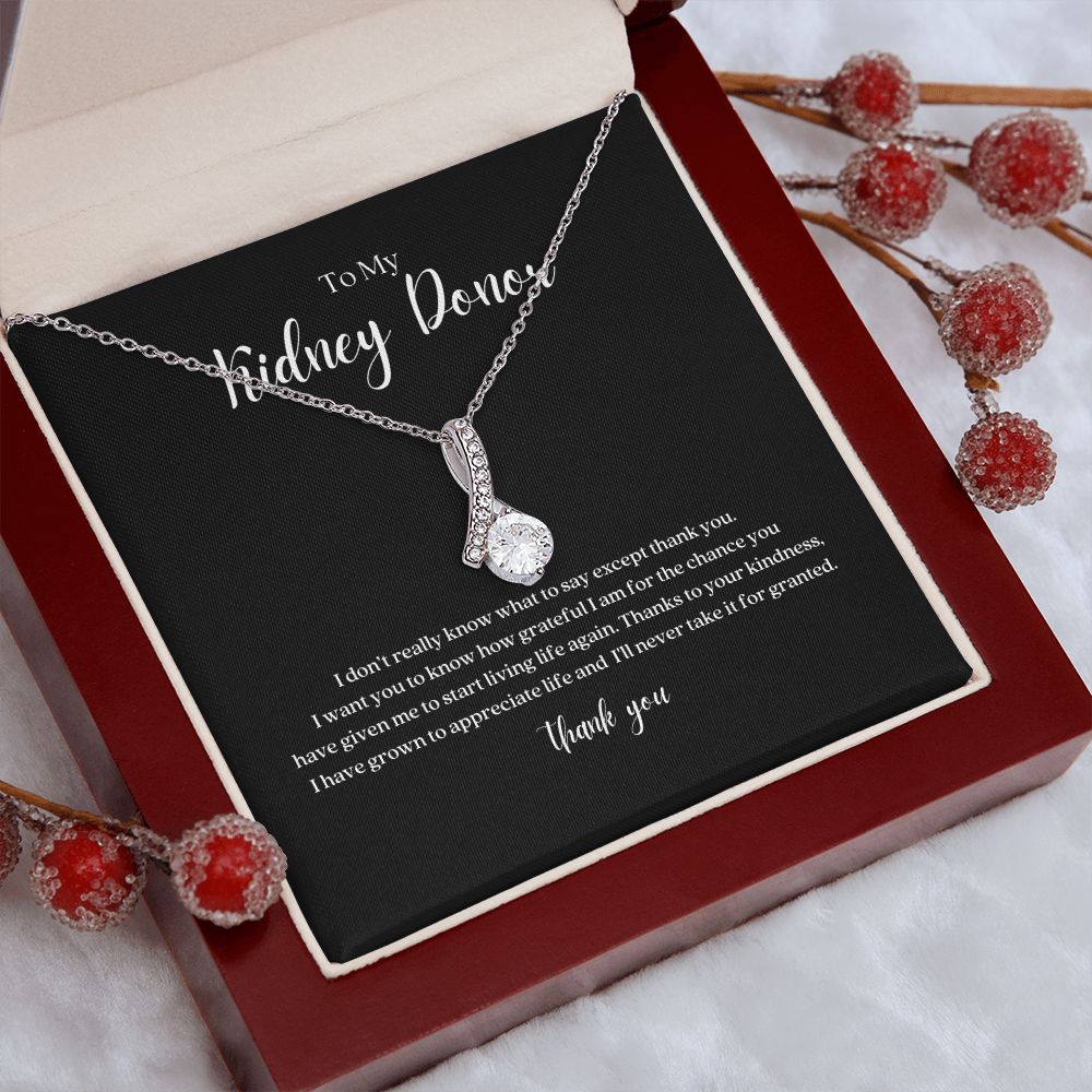 Kidney Donor Ribbon Pendant Necklace