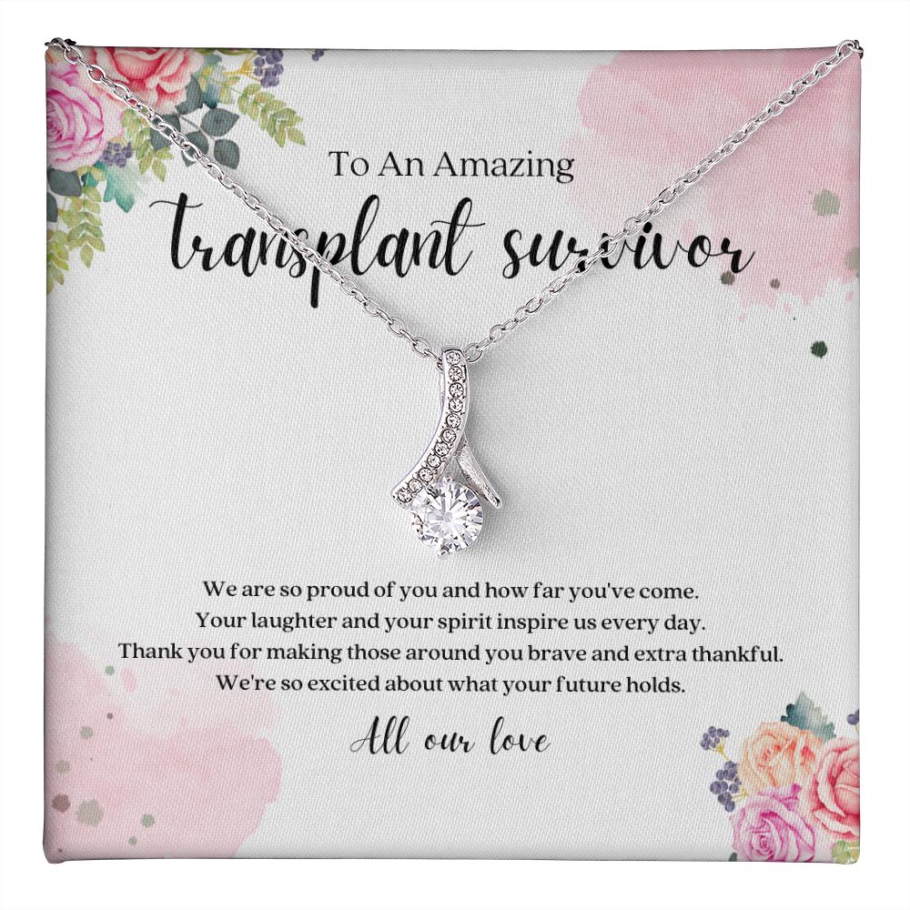 Transplant Survivor Ribbon Pendant Necklace
