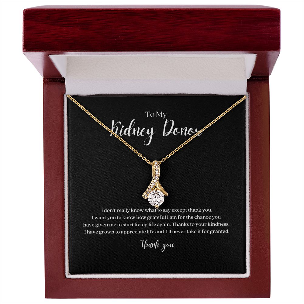 Kidney Donor Ribbon Pendant Necklace