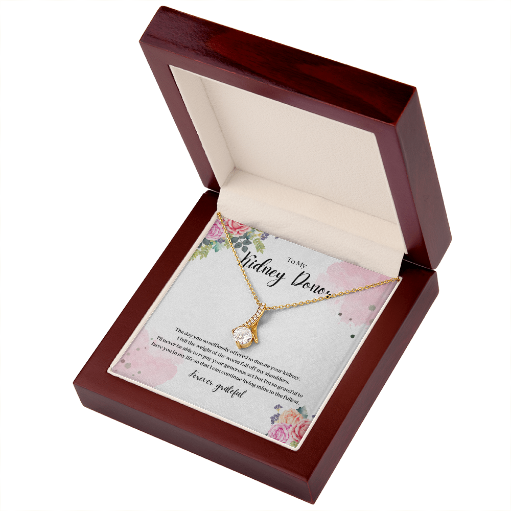 Kidney Donor Forever Grateful Ribbon Pendant Necklace