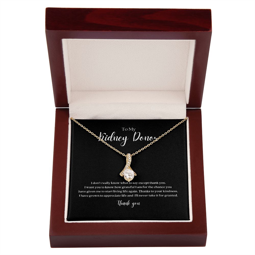 Kidney Donor Ribbon Pendant Necklace