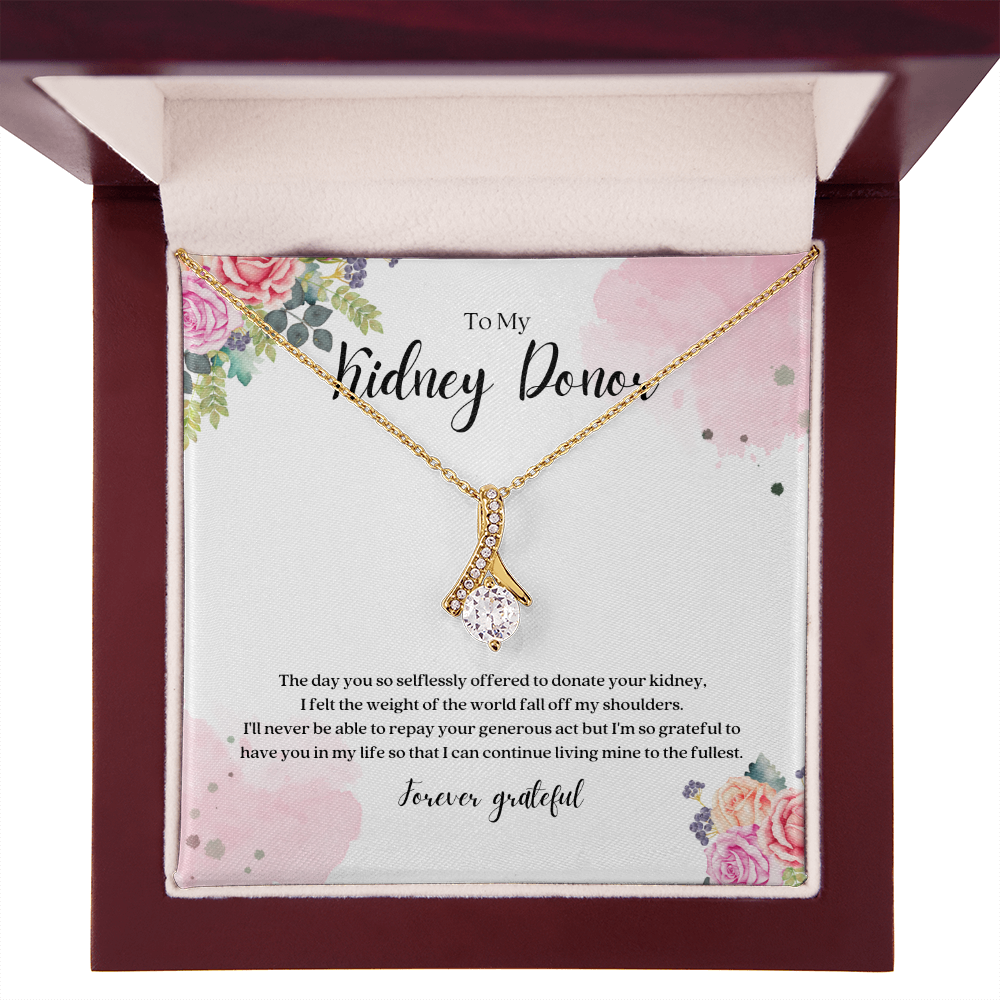 Kidney Donor Forever Grateful Ribbon Pendant Necklace