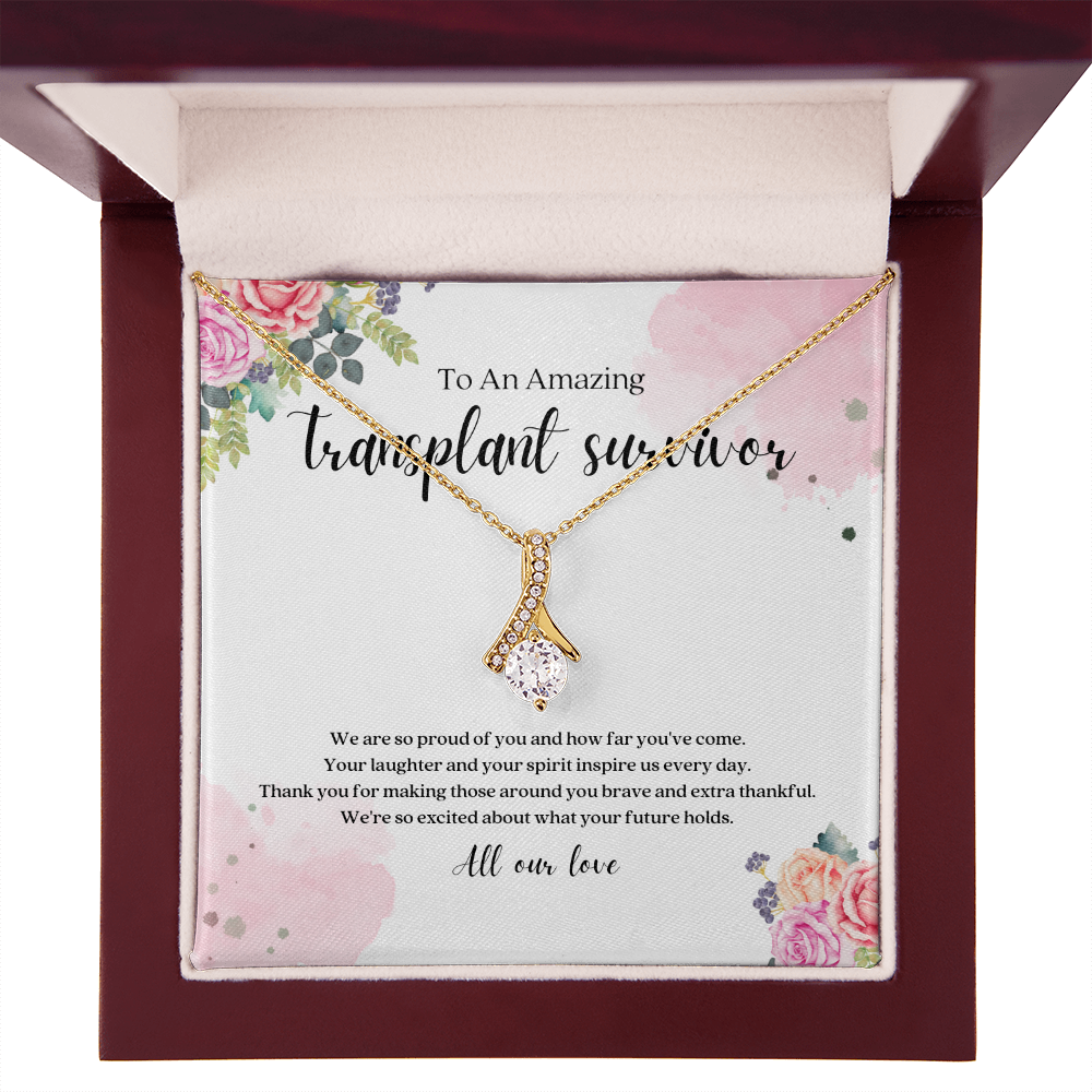 Transplant Survivor Ribbon Pendant Necklace
