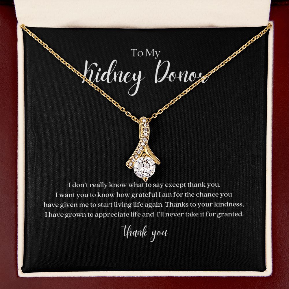 Kidney Donor Ribbon Pendant Necklace