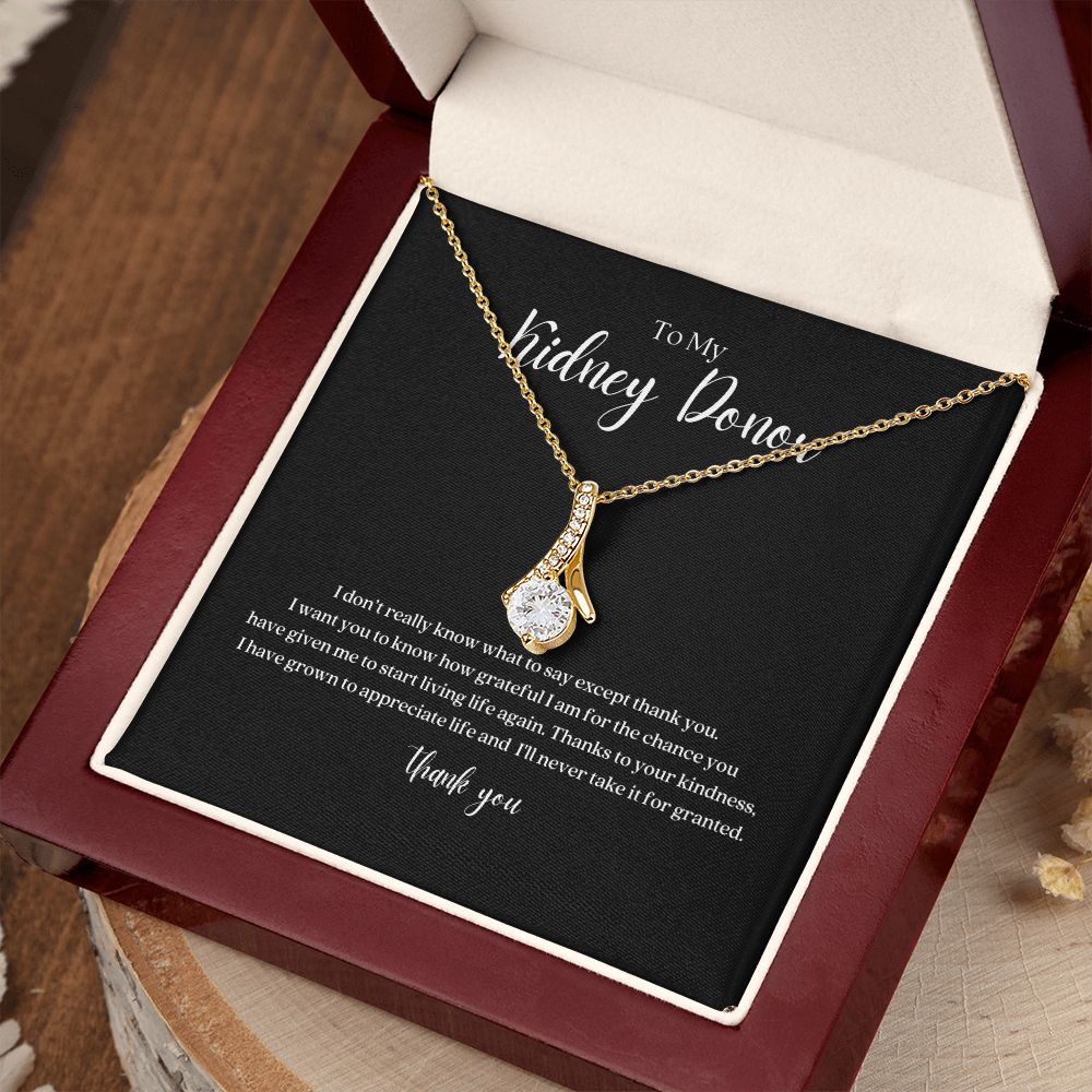 Kidney Donor Ribbon Pendant Necklace