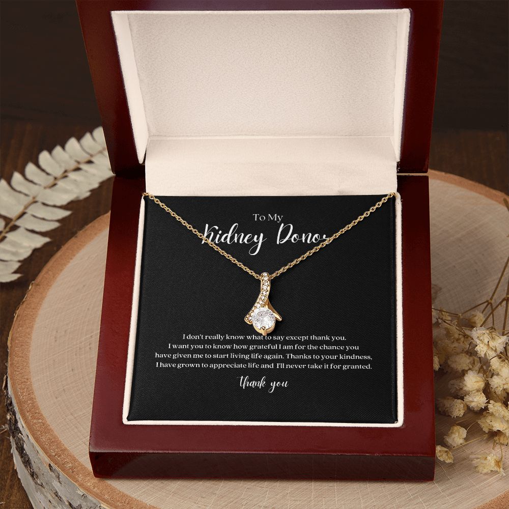 Kidney Donor Ribbon Pendant Necklace