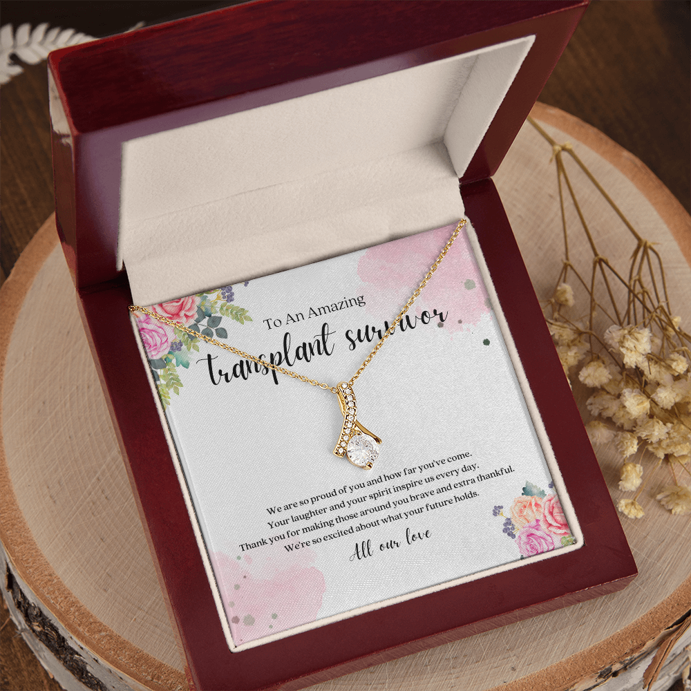 Transplant Survivor Ribbon Pendant Necklace