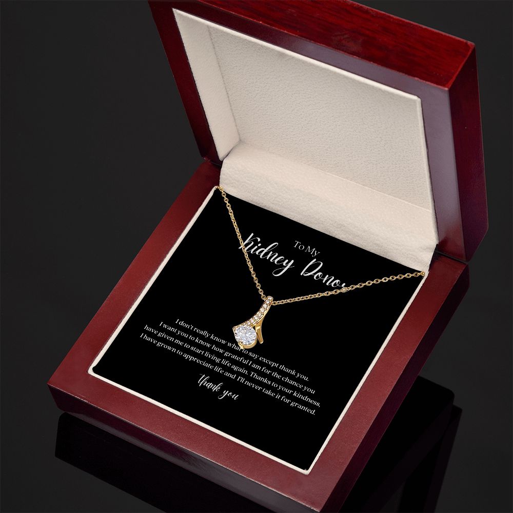 Kidney Donor Ribbon Pendant Necklace