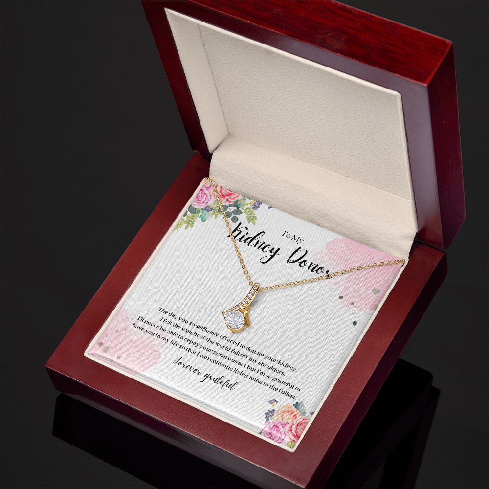 Kidney Donor Forever Grateful Ribbon Pendant Necklace