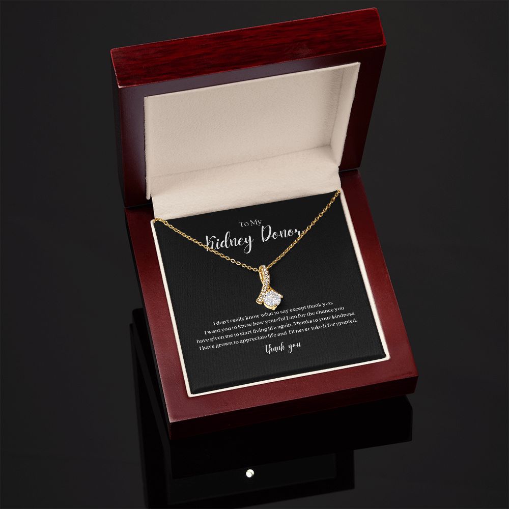 Kidney Donor Ribbon Pendant Necklace