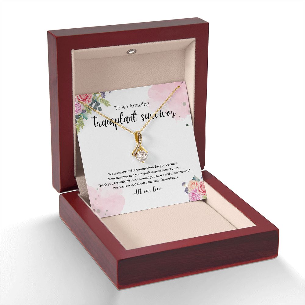 Transplant Survivor Ribbon Pendant Necklace