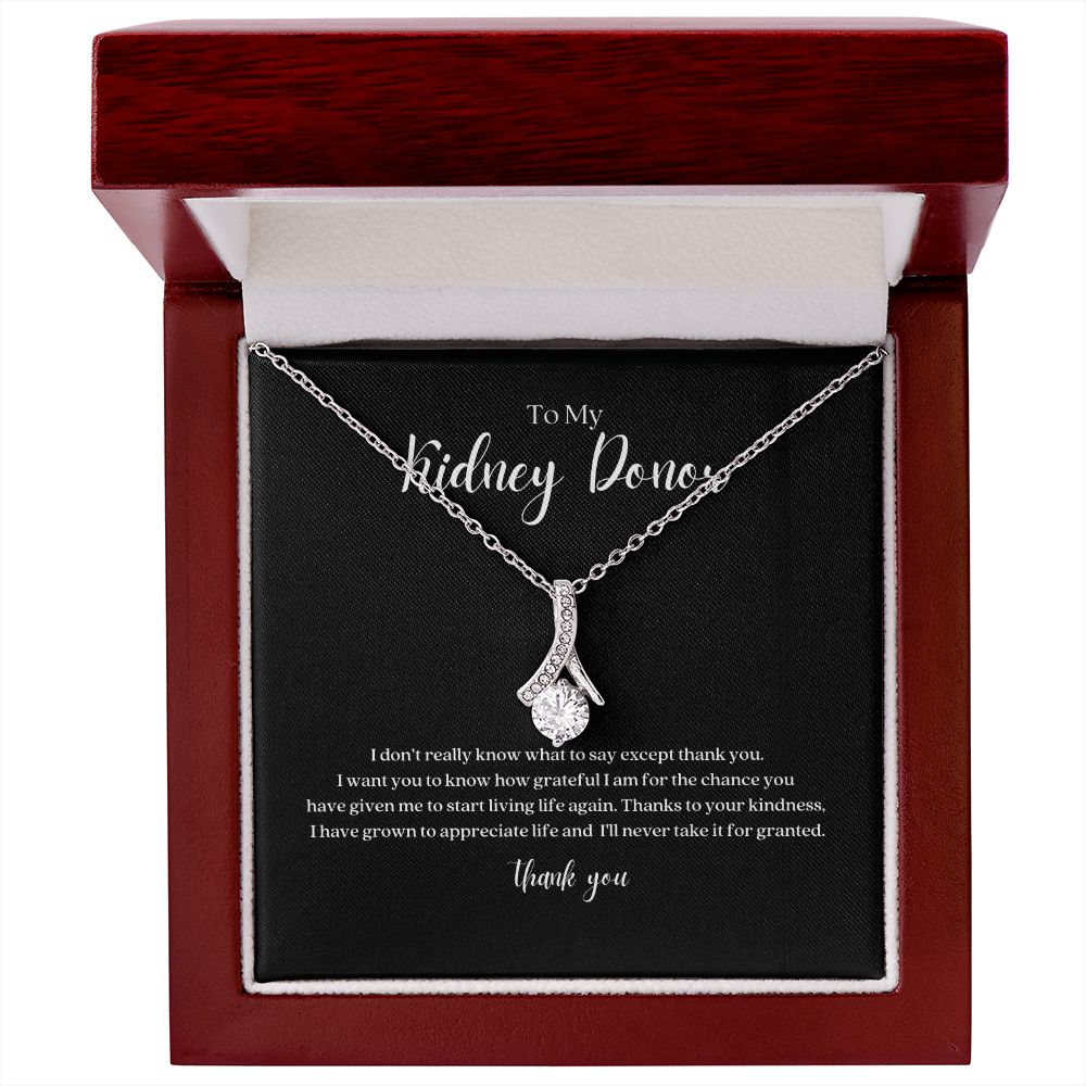 Kidney Donor Ribbon Pendant Necklace