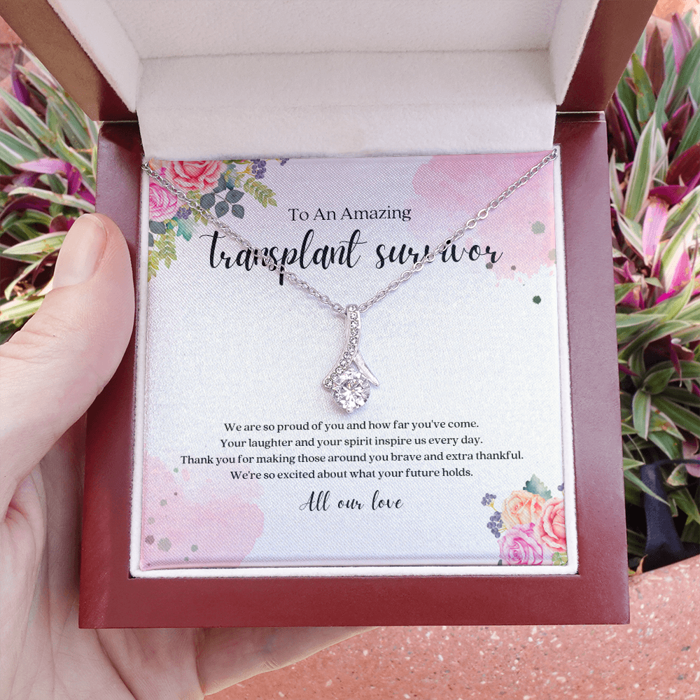 Transplant Survivor Ribbon Pendant Necklace