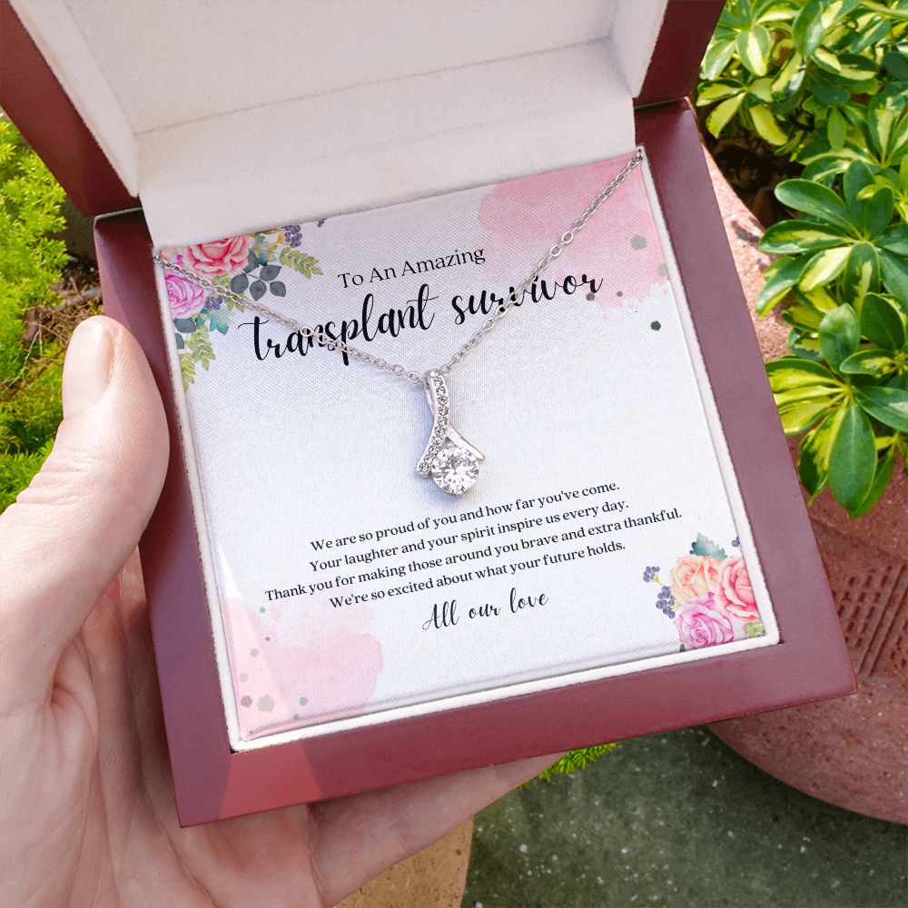 Transplant Survivor Ribbon Pendant Necklace