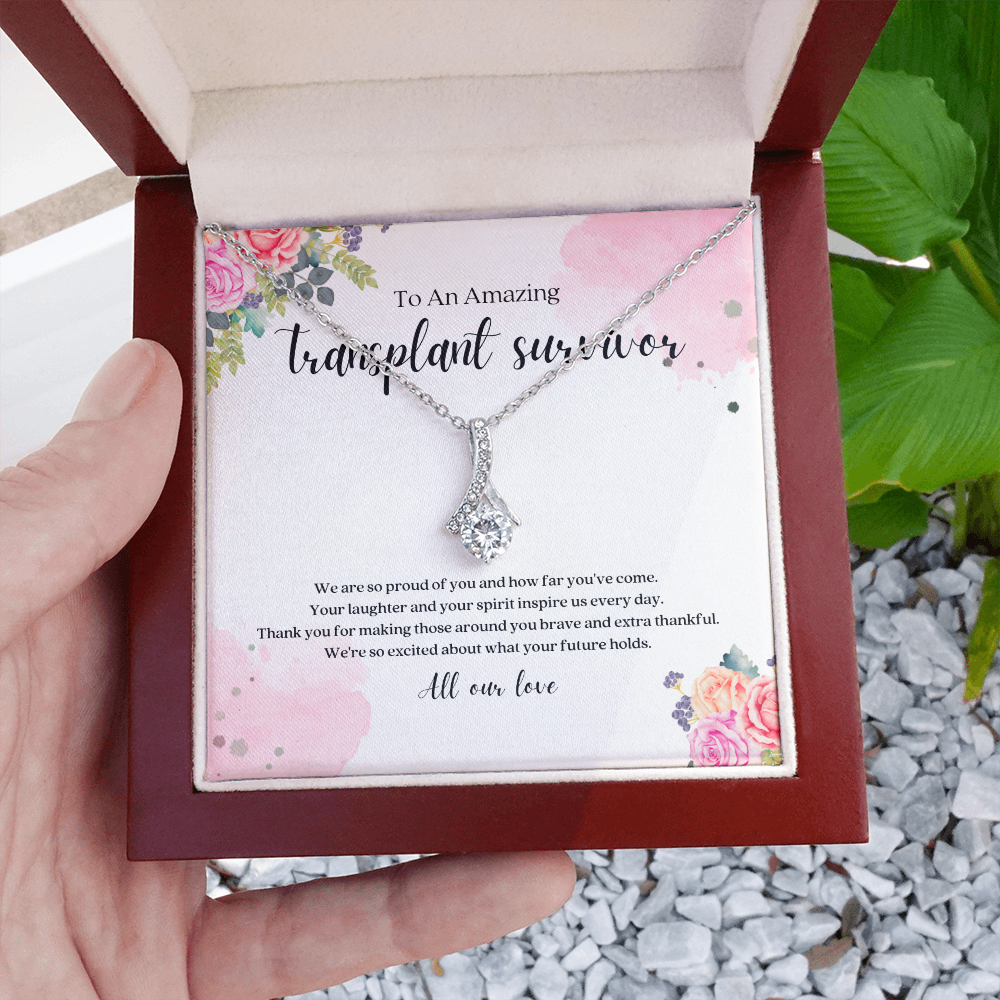 Transplant Survivor Ribbon Pendant Necklace