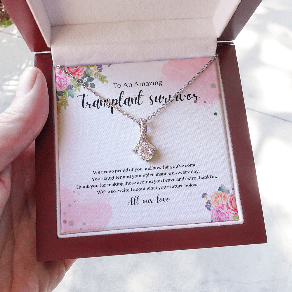 Transplant Survivor Ribbon Pendant Necklace