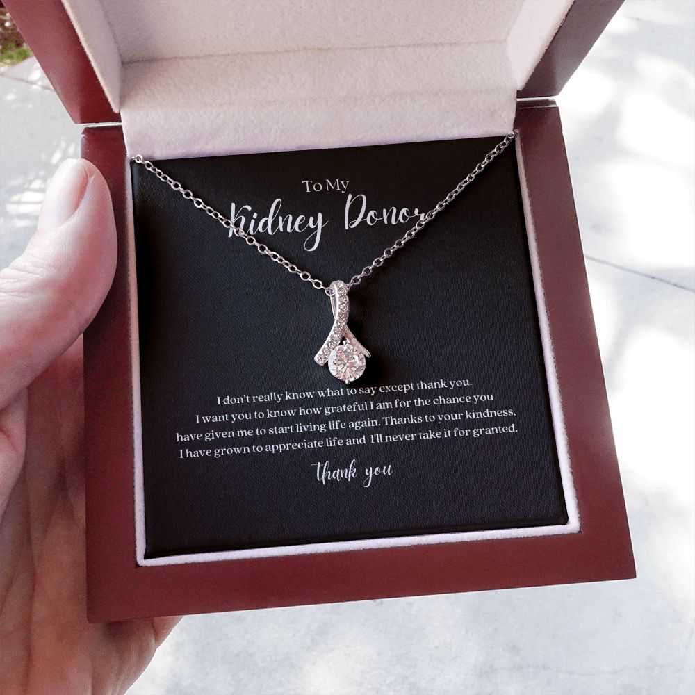 Kidney Donor Ribbon Pendant Necklace