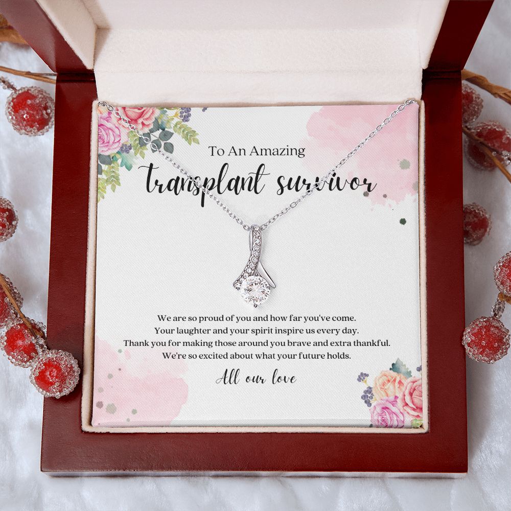 Transplant Survivor Ribbon Pendant Necklace