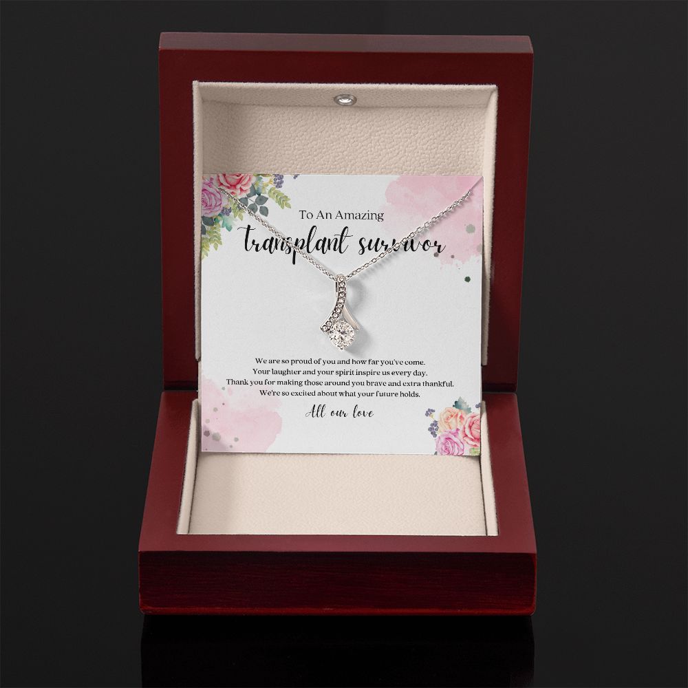Transplant Survivor Ribbon Pendant Necklace